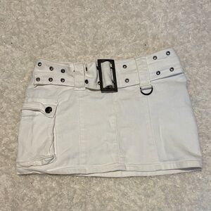 White Mini Skirt with Belt